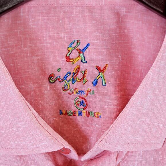 8X Eight X Premium Men's Shirt Slim Fit Button Down Limited Edition Pink 4XL NWT - Picture 4 of 12